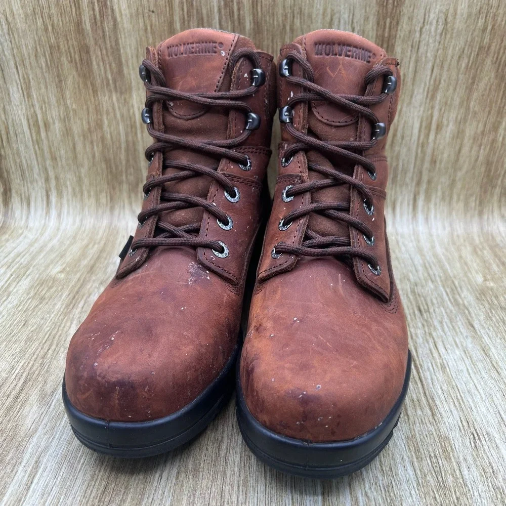 Wolverine Durashocks Men's‎ Size 8.5M Brown Leather Work Boots Shoes W02053